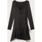 Schwarze Langärmelige Monki Mini Rundhals-Ausschnitt Asymmetrische Kleider aus Jersey enganliegend für Damen Größe XL 
