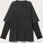 Schwarze Oversize Monki T-Shirts aus Spitze für Damen Größe XS 