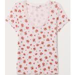 Hellrosa Blumenmuster Monki U-Ausschnitt T-Shirts aus Spitze enganliegend für Damen Größe XS 