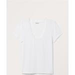 Weiße Gesteppte Monki U-Ausschnitt T-Shirts aus Spitze enganliegend für Damen Größe S 