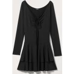 Schwarze Langärmelige Monki Mini V-Ausschnitt Minikleider & kurze Kleider für Damen Größe XS 