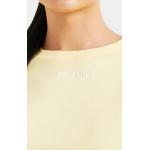 Reduzierte Gelbe Bestickte Kurzärmelige Siksilk T-Shirts aus Baumwolle für Damen Größe XXS 