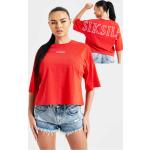Reduzierte Rote Bestickte Kurzärmelige Siksilk T-Shirts aus Baumwolle für Damen Größe XXS 