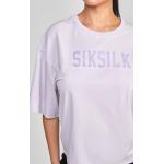 Reduzierte Purpurne Bestickte Kurzärmelige Siksilk T-Shirts aus Baumwolle für Damen Größe XXS 