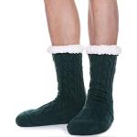 Dunkelgrüne Thermo-Socken mit Weihnachts-Motiv für Herren Einheitsgröße Weihnachten für den für den Winter 