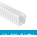 Profi LED SET 8M (4x2M) Aufbauprofil Maxi 12 w inkl. runder milchiger Abdeckung