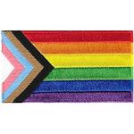 Bunte LGBT Progress Pride Flaggen Aufnäher mit Ornament-Motiv 
