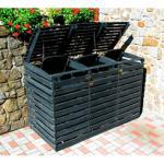 promadino Mülltonnenbox, für 3x240 l aus Holz, BxTxH: 202x92x122 cm grau Mülltonnenbox Garten- Kissenboxen Gartenmöbel Gartendeko