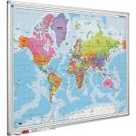 Bunte Whiteboards mit Weltkartenmotiv 