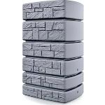Prosperplast Regentonne Tower Stone, 500 Liter, eckig, grau, mit Deckel, Auslaufhahn