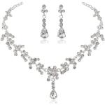 Reduzierte Silberne Elegante Brautschmuck Sets aus Kristall mit Strass für Damen für die Braut 