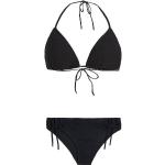 Schwarze Unifarbene Protest Triangel-Bikinis ohne Verschluss aus Spitze für Damen Größe M für den für den Sommer 