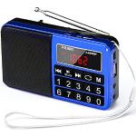 PRUNUS J-429SW Tragbares Radio klein FM/AM(MW)/SW,Große Gummierte Knöpfe&Display Digital Radio für Senioren,Kleines Radio mit AUX/SD/TF/MP3 Lautsprecher,Batteriebetrieben.(Blau)
