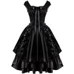 Schwarze Gothic Mini Plisseekleider aus Tüll für Damen Größe L für Partys 