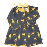 Anthrazitfarbene Gepunktete Pünktchen Komma Strich Bambi Bio Nachhaltige Druckkleider & bedruckte Kinderkleider aus Baumwolle für Babys Größe 122 