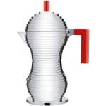 italienischer Kaffeebereiter Pulcina rot metall / für Induktionsherde - fasst 6 Tassen - Alessi - Metall