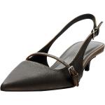 Dunkelbraune Spitze Pfennigabsatz High Heels & Stiletto-Pumps aus Kunstleder für Damen Größe 36 mit Absatzhöhe bis 3cm 