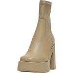 Hellbeige Runde Blockabsatz High Heel Stiefeletten & High Heel Boots ohne Verschluss aus Textil für Damen Größe 41 