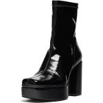 Schwarze Blockabsatz High Heel Stiefeletten & High Heel Boots mit Reißverschluss aus PU für Damen Größe 39 