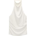 Hellgraue Unifarbene Wasserfall-Ausschnitt Neckholder-Tops aus Jersey für Damen Größe XS 