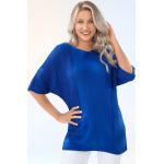 Royalblaue Kurzärmelige bader Rundhals-Ausschnitt Fledermaus-Pullover für Damen Größe XXL 