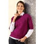 Fuchsiafarbene Kurzärmelige bader Rundhals-Ausschnitt Rundhals-Pullover für Damen Größe S 