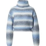 Reduzierte Hellblaue Langärmelige Rollkragen Strickpullover aus Wolle für Damen Größe XXL 