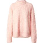 Reduzierte Rosa Unifarbene Langärmelige Topshop Stehkragen Strickpullover aus Wolle für Damen 