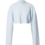 Reduzierte Hellblaue Unifarbene Monki Stehkragen Strickpullover aus Wolle für Damen Größe M Große Größen 
