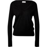 Reduzierte Schwarze Calvin Klein V-Ausschnitt Strickpullover aus Wolle für Damen Größe L Große Größen 
