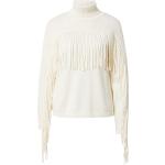 Reduzierte Weiße Langärmelige Replay Rollkragen Kaschmir-Pullover mit Fransen aus Wolle für Damen Größe XL 