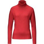 Rote Peter Hahn Rollkragen Kaschmir-Pullover mit Vogel-Motiv aus Wolle maschinenwaschbar für Damen Größe L 