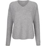 Reduzierte Graue Unifarbene Langärmelige Alba Moda V-Ausschnitt Kaschmir-Pullover aus Kaschmir für Damen Größe XS für den für den Herbst 