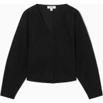 Schwarze Elegante COS Nachhaltige V-Ausschnitt Wollpullover aus Wolle für Damen Größe L für den für den Herbst 