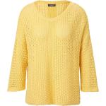 Reduzierte Gelbe 3/4-ärmelige Basler Strickpullover aus Baumwolle maschinenwaschbar für Damen Größe XL für den für den Sommer 