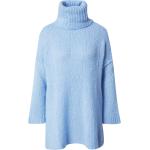 Reduzierte Hellblaue Unifarbene Langärmelige Zabaione Rollkragen Strickpullover aus Wolle für Damen 