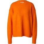 Reduzierte Orange Unifarbene Stehkragen Strickpullover aus Wolle für Damen Übergrößen Große Größen 