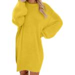 Gelbe Bestickte Oversize Langärmelige Rundhals-Ausschnitt Sweatkleider mit Fransen aus Chiffon für Damen Größe 3 XL Tall 
