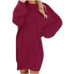 Pinke Oversize Langärmelige Rundhals-Ausschnitt Sweatkleider aus Jersey für Damen Übergrößen für den für den Winter 