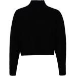 Reduzierte Schwarze Unifarbene Superdry Stehkragen Strickpullover aus Wolle für Damen Größe XXL Große Größen 
