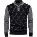 Schwarze Rollkragen Pullover mit Schleife mit Knopf für Herren Größe XXL für den für den Herbst 