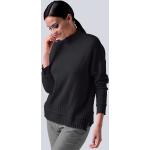 Anthrazitfarbene Unifarbene Elegante Langärmelige Alba Moda Stehkragen Kaschmir-Pullover für Damen Größe XS 