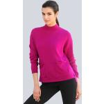 Reduzierte Pinke Unifarbene Elegante Langärmelige Alba Moda Stehkragen Kaschmir-Pullover aus Kunstfaser für Damen Größe XS für den für den Herbst 