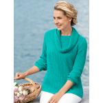 Smaragdgrüne 3/4-ärmelige bader Rundhals-Ausschnitt Rundhals-Pullover für Damen Größe M 