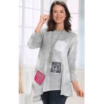 Hellgraue bader Rundhals-Ausschnitt Asymmetrische Pullover aus Leinen für Damen Größe XL 