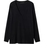 Schwarze Mango V-Ausschnitt Kaschmir-Pullover aus Wolle für Damen Größe XS Große Größen 