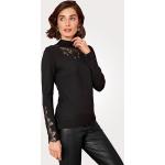Schwarze Bestickte Elegante Langärmelige Mona Stehkragen Feinstrickpullover für Damen für den für den Herbst 