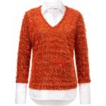 Orange Elegante V-Ausschnitt Strickpullover für Damen Größe XL für den für den Herbst 