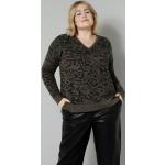 Pullover mit eingestricktem Animal Muster Sara Lindholm Flaschengrün/Schwarz