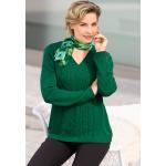 Dunkelgrüne bader V-Ausschnitt Kaschmir-Pullover aus Wolle für Damen Größe M 